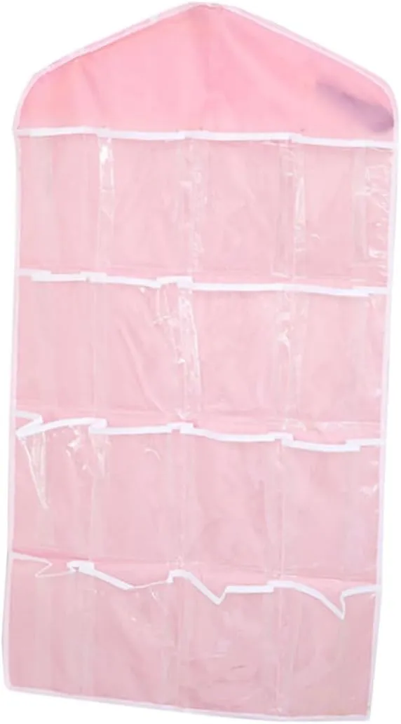 Transparent Hanging Bag for Underwear and Socks Storage Pink Organizer for Bedroom Closet Bathroom for Sorting Daily Essentials and Keeping Spaces Tidy