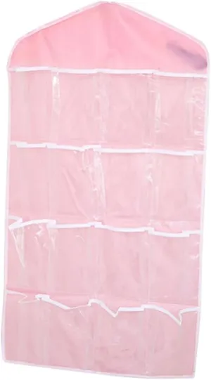 Transparent Hanging Bag for Underwear and Socks Storage Pink Organizer for Bedroom Closet Bathroom for Sorting Daily Essentials and Keeping Spaces Tidy