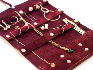 Travel Jewelry Organizer, Leather Roll Case, Jewelry Drawstring Bag, Personalized Suede Jewellery Box, Leather Pouch Bag, Bridal Gift for Her