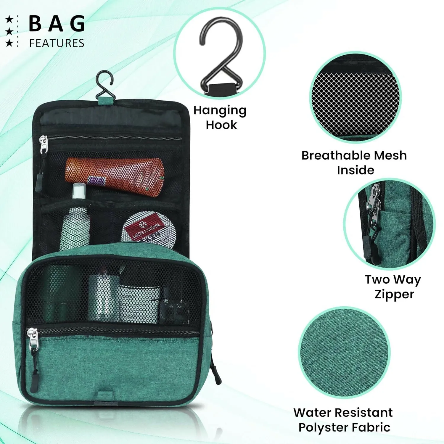 Travel Makeup & Toiletry Organizer Bag (Olive Green)