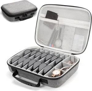 Travel Sunglass Organizer Case, Eyeglasses Organizer Storage with Adjustable Slots Up to 10 Pairs, Trendy Sunglasses Holder Box Multiple Pairs Polarized Sunglasses for Men Women