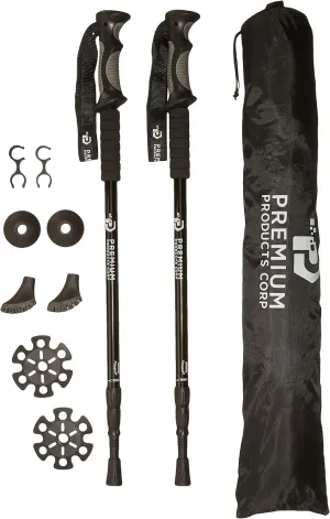 Trekking Poles - Collapsible Anti Shock Light Weight Aluminum for Hiking/Walking -Free Carry Bag with 4 Different Trekking Pole Tips
