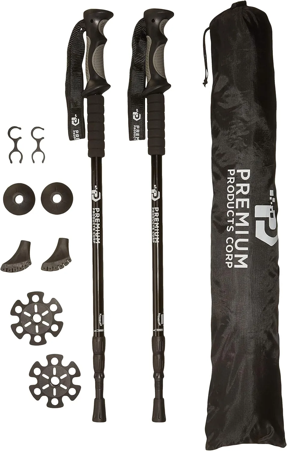 Trekking Poles - Collapsible Anti Shock Light Weight Aluminum for Hiking/Walking -Free Carry Bag with 4 Different Trekking Pole Tips