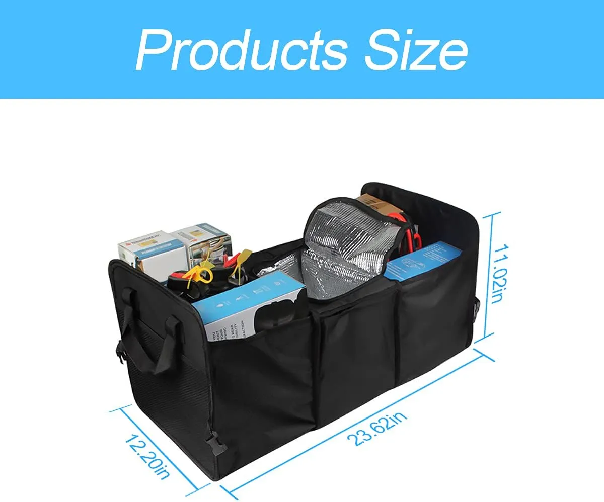 Trunk Organizer, Large Capacity Cargo Storage with Insulation Cooler, Foldable Trunk Organizer for Cars, Vehicles, SUVs, Trucks