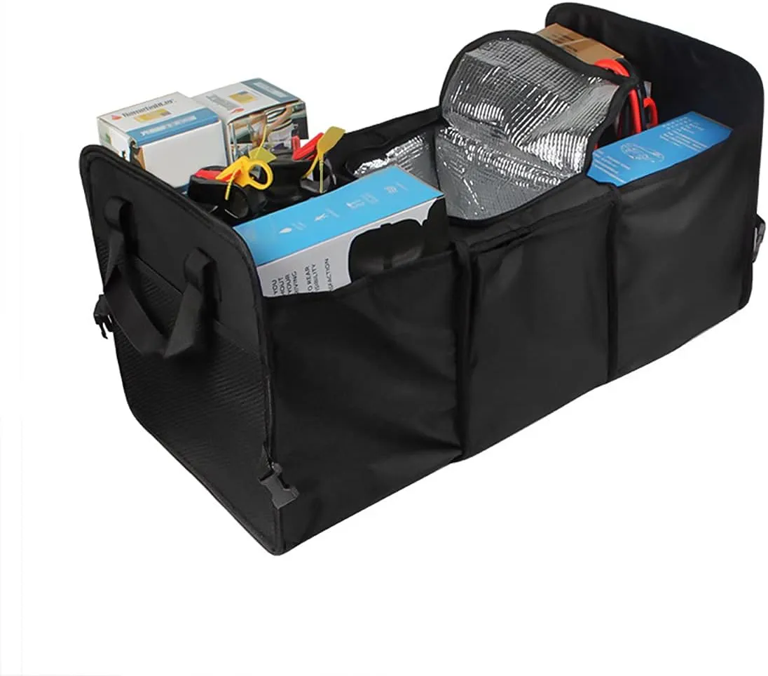 Trunk Organizer, Large Capacity Cargo Storage with Insulation Cooler, Foldable Trunk Organizer for Cars, Vehicles, SUVs, Trucks