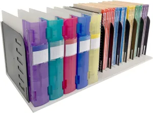 Ultimate Office VersaFile Desktop File Organizer & Sorter Features 9 Adjustable Dividers for Vertical Filing of Books, Magazines, and Hanging Files (Gray w/Black)