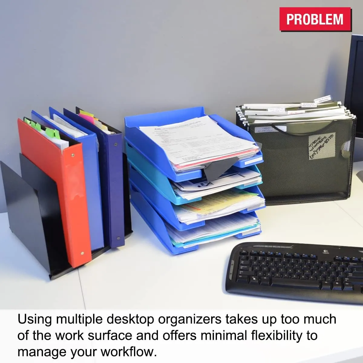 Ultimate Office VersaFile Desktop File Organizer & Sorter Features 9 Adjustable Dividers for Vertical Filing of Books, Magazines, and Hanging Files (Gray w/Black)