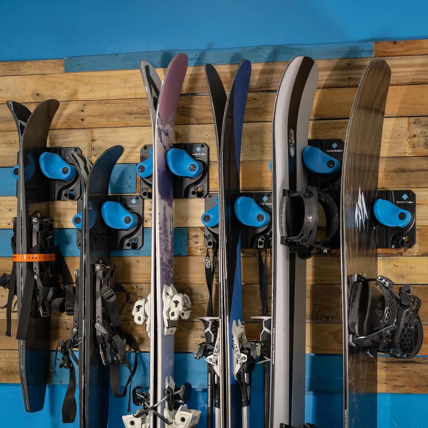Ultimate Ski & Snowboard Wall Rack | Secure, Non-Slip Storage | Fits Any Ski/Board | Garage Organization | Ski Storage Rack | Snowboard Storage Rack | Winter Gear Organizer | 6 Pck