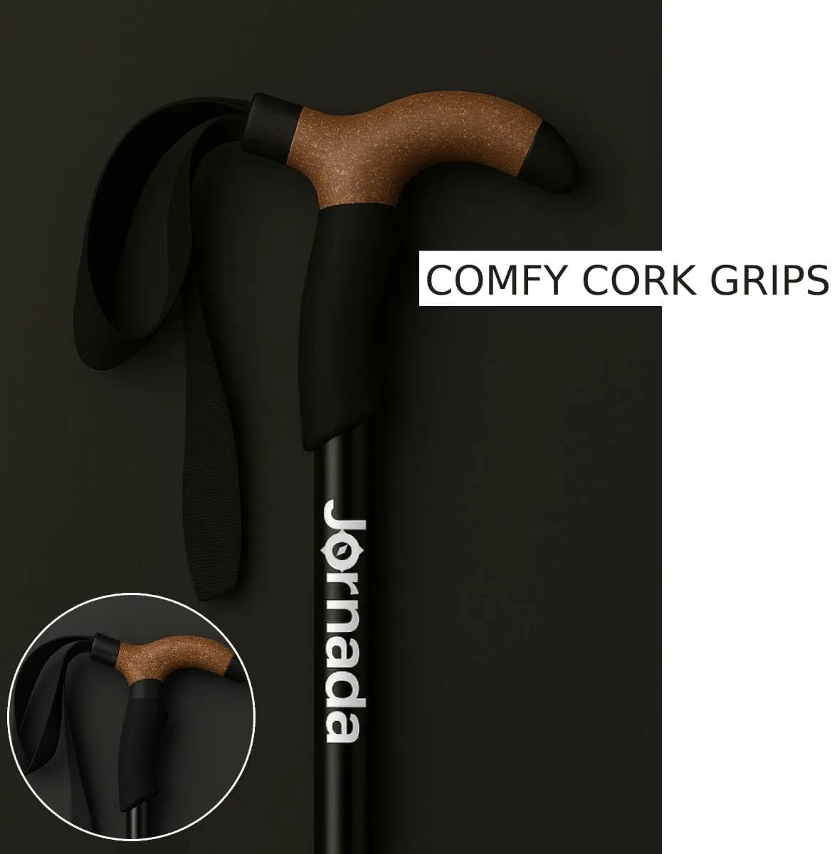 Ultralight Trekking Pole – Quick-Lock Anti-Shock Hiking Stick, Adjustable for Hiking & Backpacking – Cork Grip & Tungsten Tips (Aluminum Alloy, Collapsible)