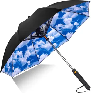 Umbrella With Fan And Mist Spray, Creative Summer Umbrella with Fan and Mist Spray Long Handle UV-proof Umbrella for Men Women