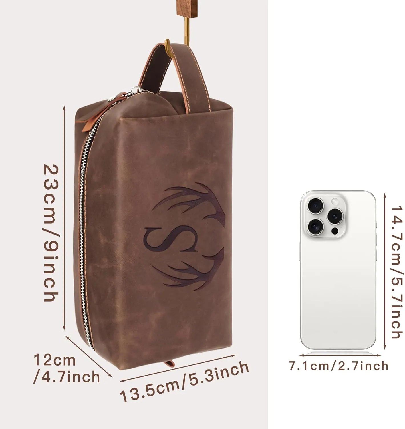 Unique Fathers Day Birthday Gifts Engraved Initial Travel Toiletry Bag for Men Personalized PU Leather Waterproof Shaving Bag for Toiletries Accessories Travel Essentials for Him (J)