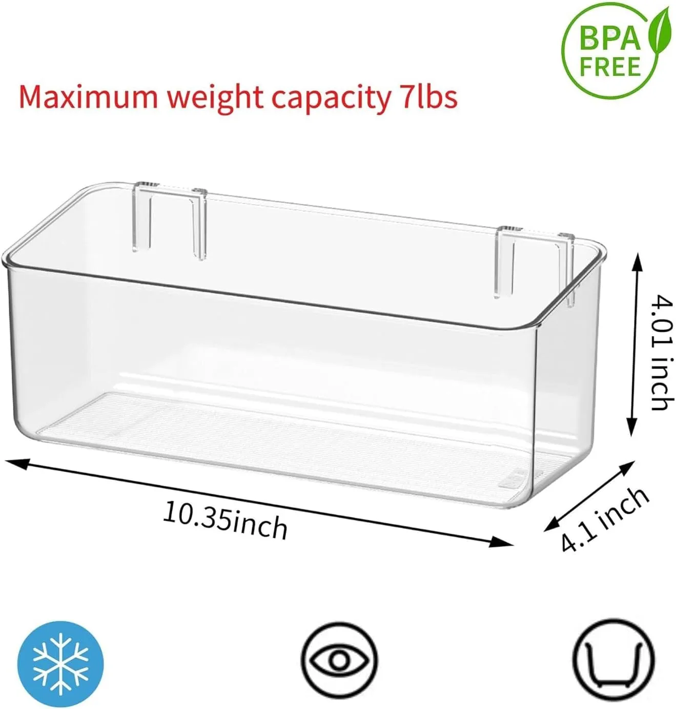 vacane 2 Pack Plastic Adhesive Mount Over Cabinet Door Organizer, Wall Organization Container Makeup Organizer Hanging Basket Bins for Kitchen, Pantry, Craft Room, Office, Space Saving Holder