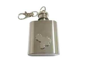 Venezuela Map Shape 1 Oz. Stainless Steel Key Chain Flask