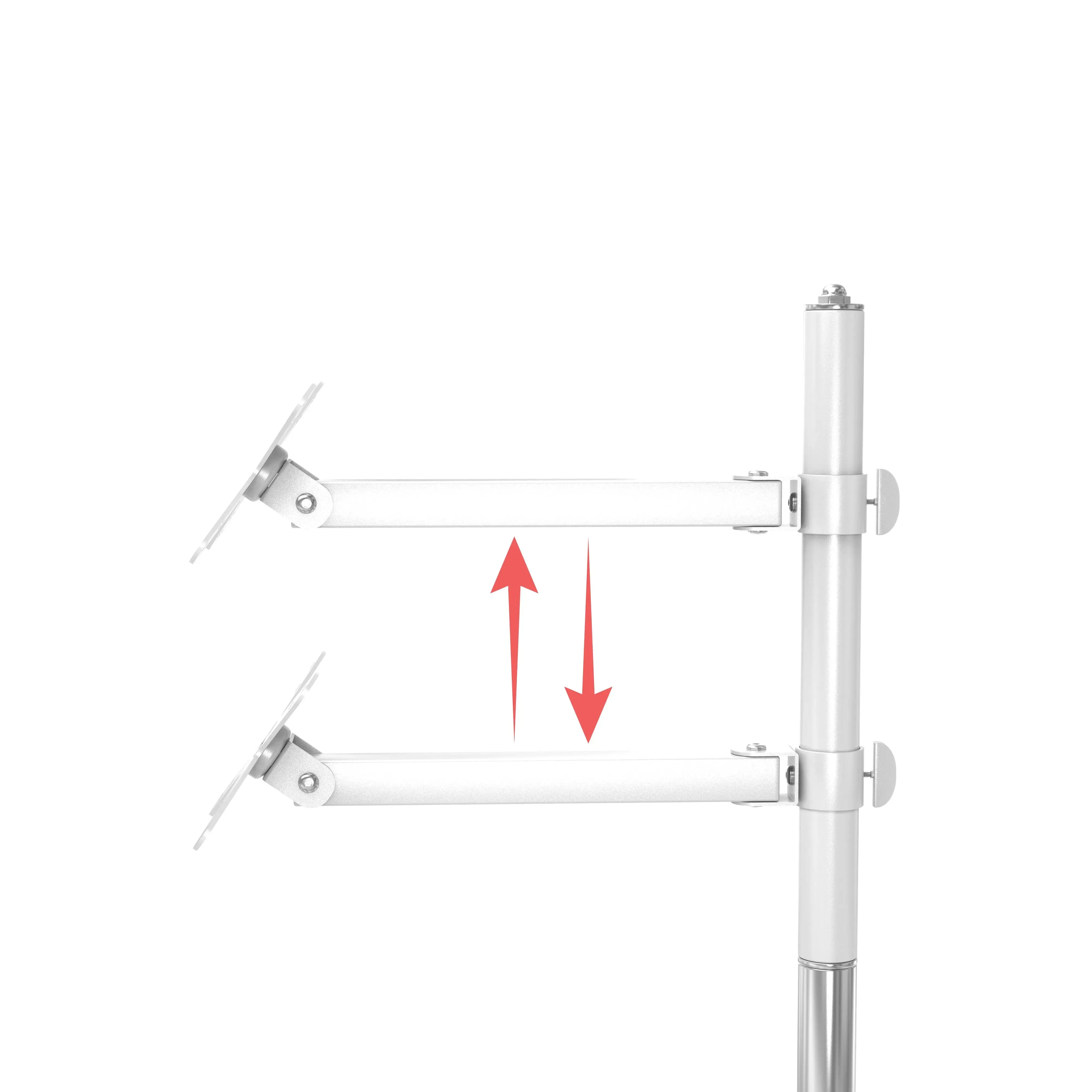 VESA Medical Rolling Cart with Articulating Arm, Basket, and Power Strip Holder