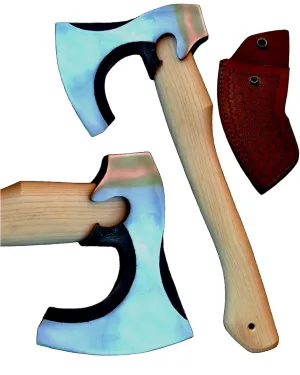 Viking Axe Ashwood Handle Handmade Carbon Steel Blade, Outdoor Camping Hunting Axe, Norse Axe, Hatchets Axes, with Leather Wrapped Handle & Leather Sheath Wood Splitting Axe, and Tomahawks Gifts Real