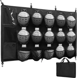 VISEMAN Hanging Helmet Bag for Baseball Softball Dugout Organizer for 15 Players Helmets Gloves Balls Organize Storage