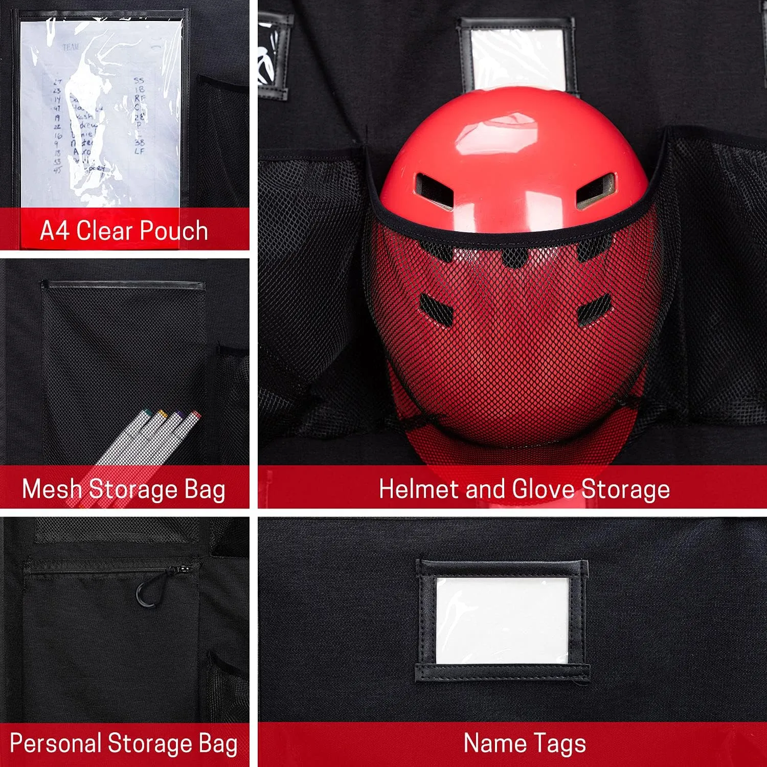 VISEMAN Hanging Helmet Bag for Baseball Softball Dugout Organizer for 15 Players Helmets Gloves Balls Organize Storage