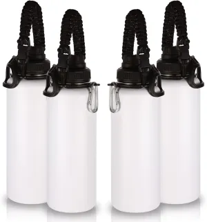 Volhoply Insulated Water Bottles Bulk 4 Pack,Not Suitable for Sublimation, 40 oz Stainless Steel Sports Bottle with Paracord Handle & Spout Lid, Double Walled Vacuum Metal Travel Flask(White,4 Set)