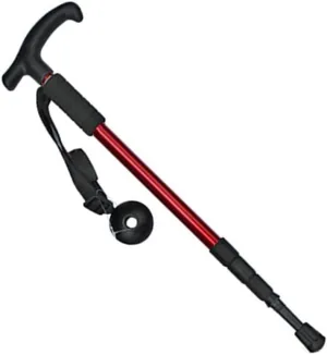 Walking Stick Anti Shock Ultralight Hiking Canes Telescopic Trekking Pole for Men & Women Balancing Mobility Aid for Elderly Seniors & Adults-red