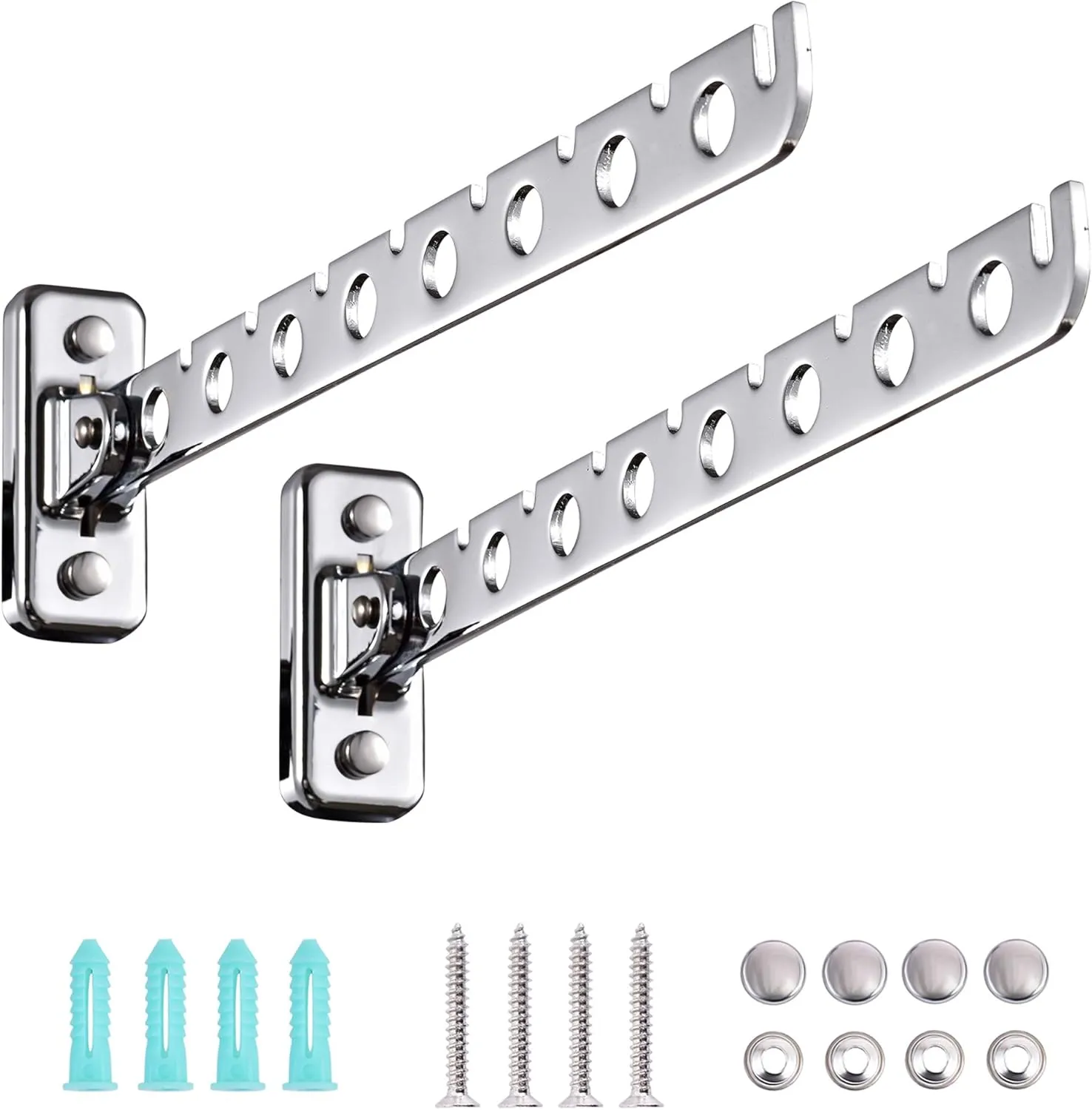Wall Mounted Clothes Hanger 2-Pack Folding Swing Arm Rack for Laundry Room Space-Saving Heavy-Duty Organizer Ideal for Bathroom & Bedroom