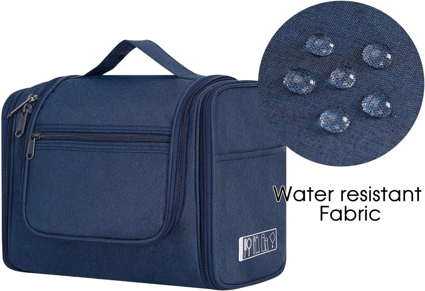 WANDF Large Hanging Toiletry Bag Travel Cosmetic Makeup Organizer Water-Resistant Shower Bathroom Bag for Women and Men (Navy Blue)