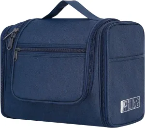 WANDF Large Hanging Toiletry Bag Travel Cosmetic Makeup Organizer Water-Resistant Shower Bathroom Bag for Women and Men (Navy Blue)