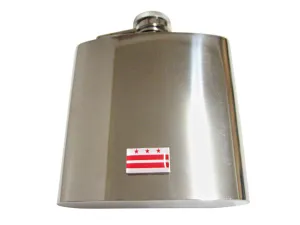 Washington DC State Flag Pendant 6 Oz. Stainless Steel Flask