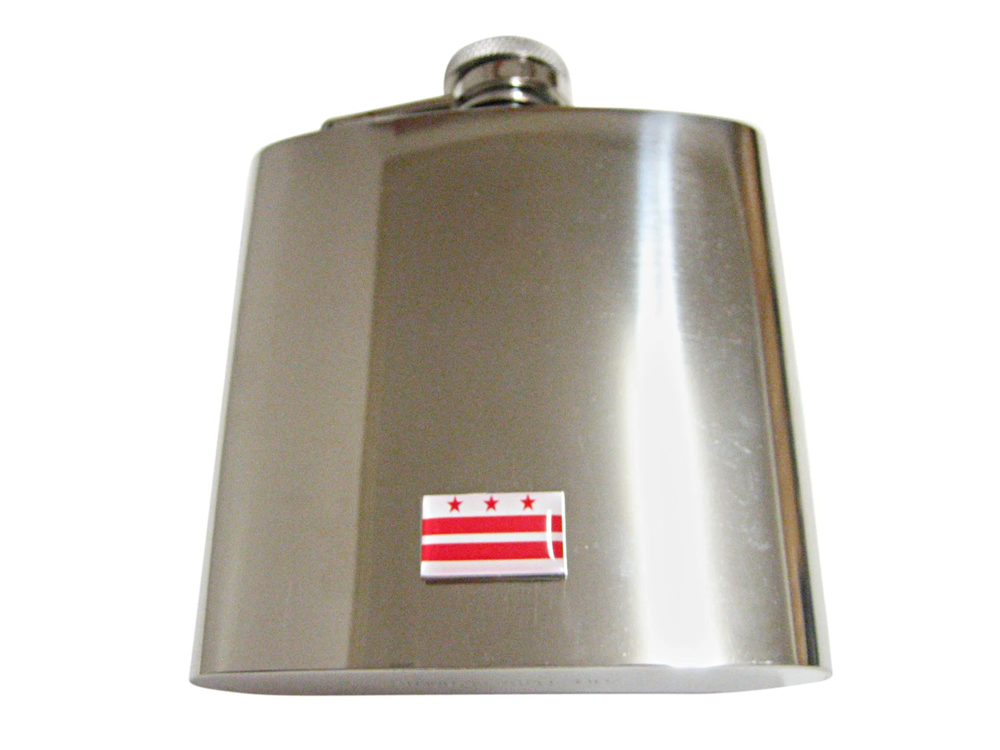 Washington DC State Flag Pendant 6 Oz. Stainless Steel Flask