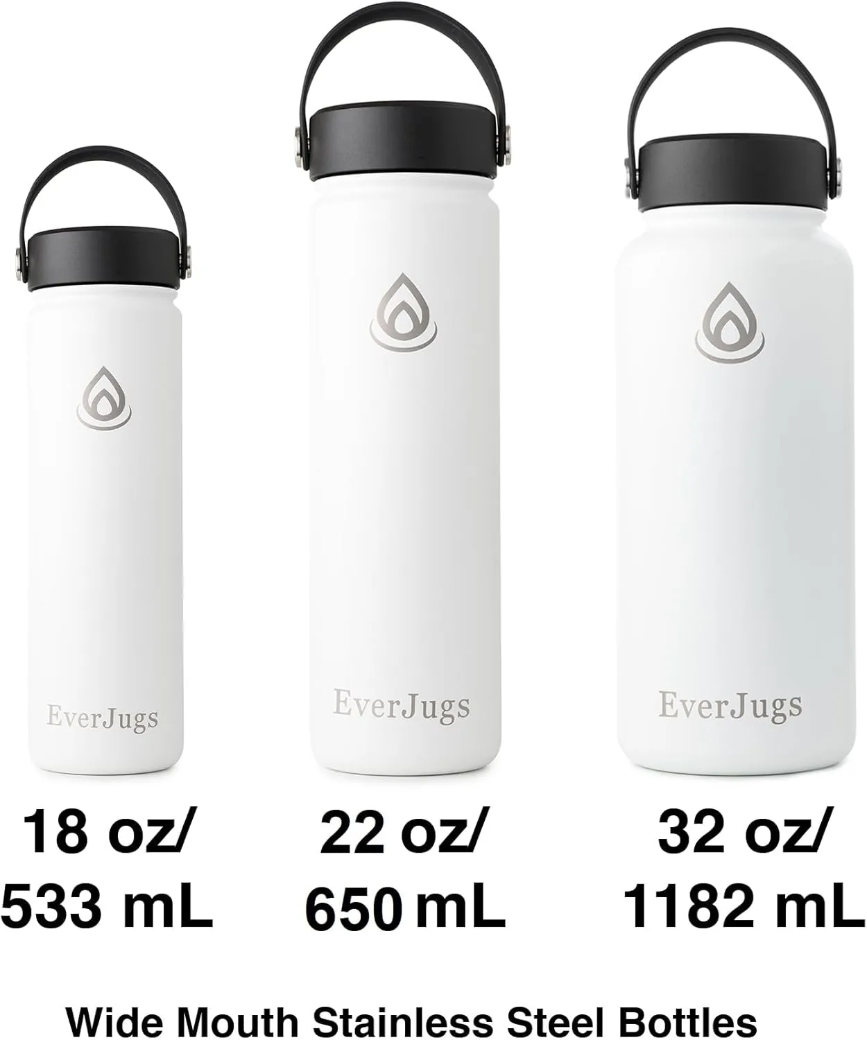 Water Bottle - 32 Oz, Wide Mouth, Premium Stainless Steel Bottle with Grip Cap, Double Walled Vacuum Insulated, Thermo Mug, Metal Flask, Leak Proof, Eco-Friendly