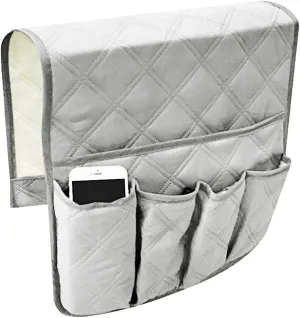 Waterproof Armrest Covers Sofa Arm Organizer with 5 Pockets for Tablet Magazines TV Remote Holder, Non-slip Recliner Couch Armchair Slipcover Furniture Sofa Arm Protector Storage Caddy Pouch
