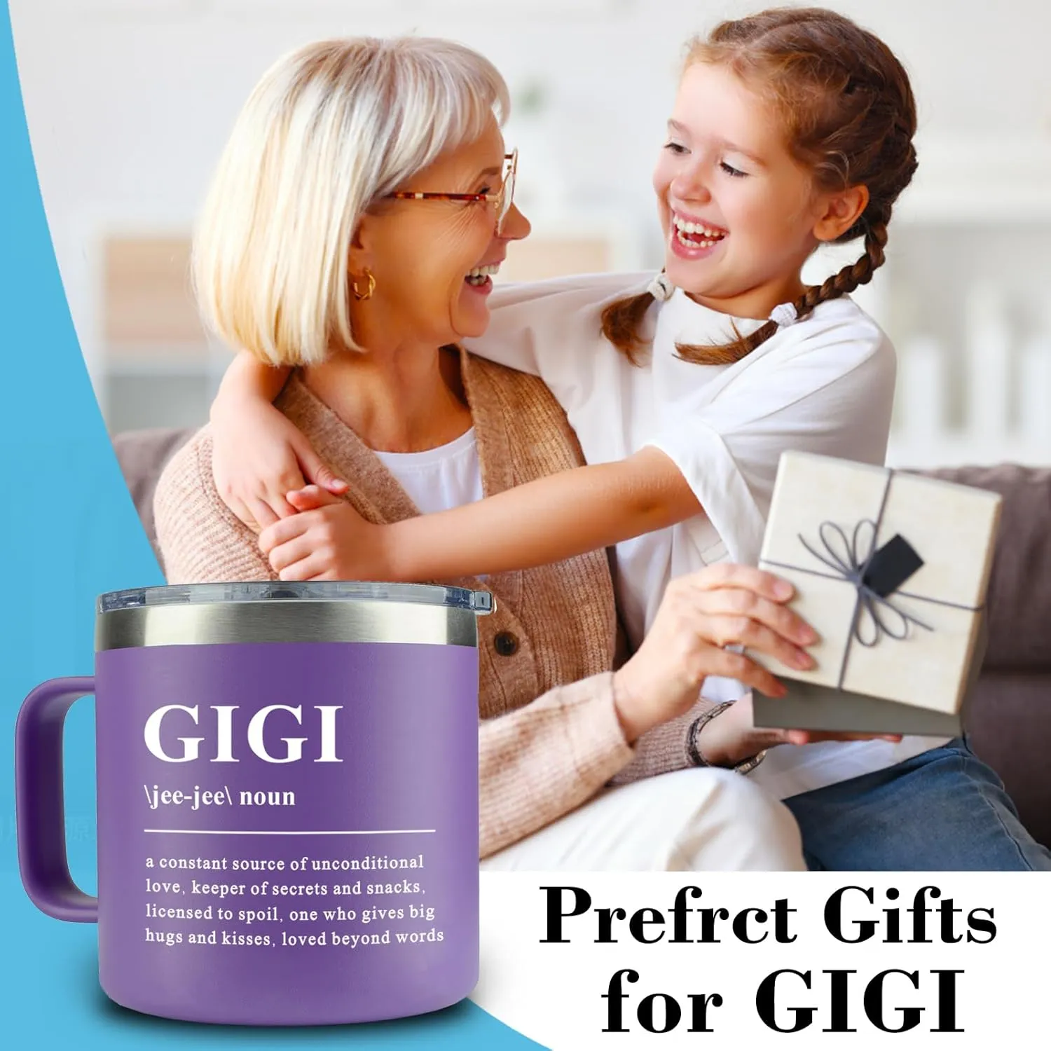 WECACYD Gigi Gifts - 14 oz Gigi Coffee Mug - Gifts for Grandma & Grandkids - Birthday, Mothers Day, Christmas