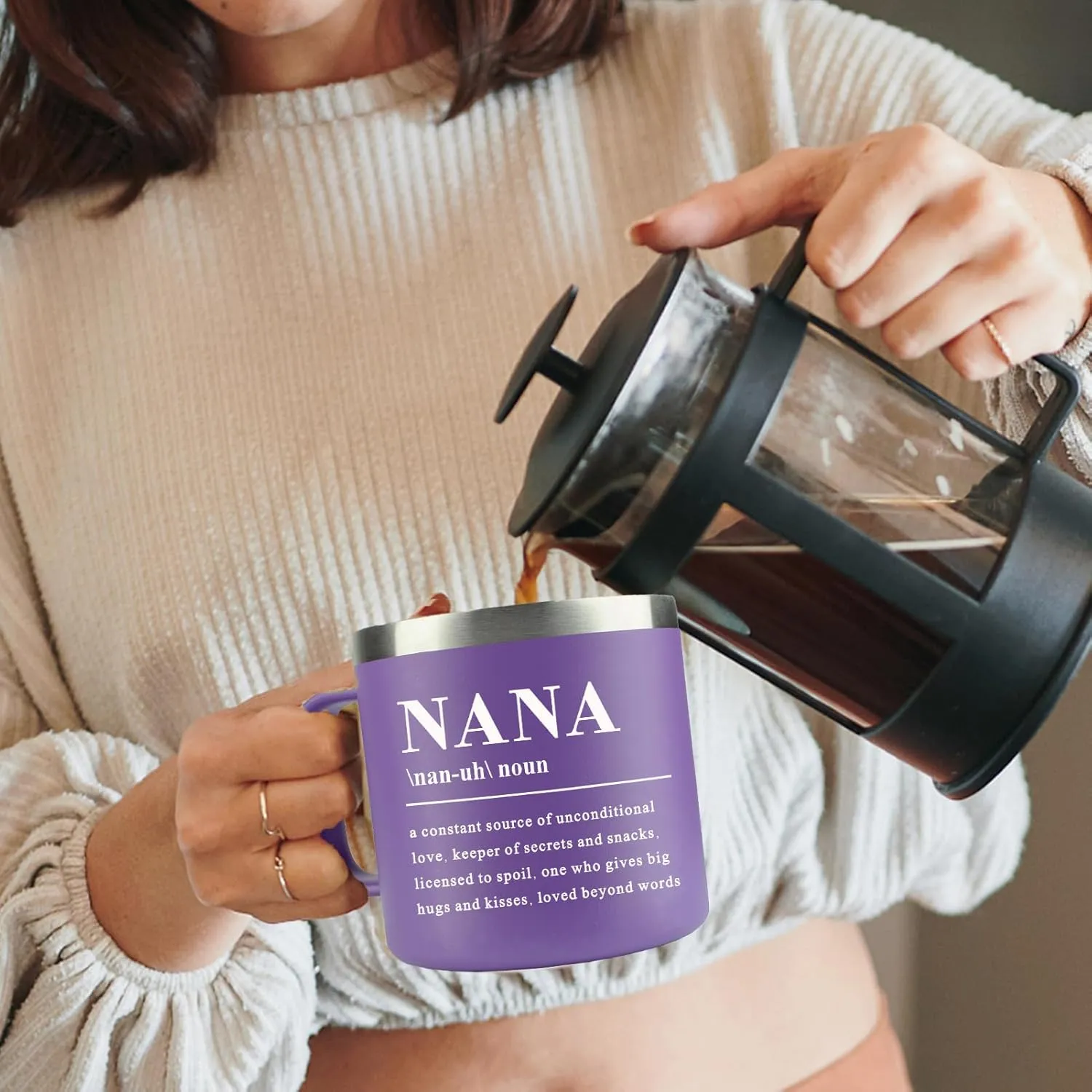 WECACYD Nana Gifts - 14oz Nana Coffee Mug - Perfect for Nana's from Granddaughter, Grandson, Grandkids for Birthday, Mothers Day, Christmas - Also Suitable for Grandma, Grammy, Mimi, Gigi