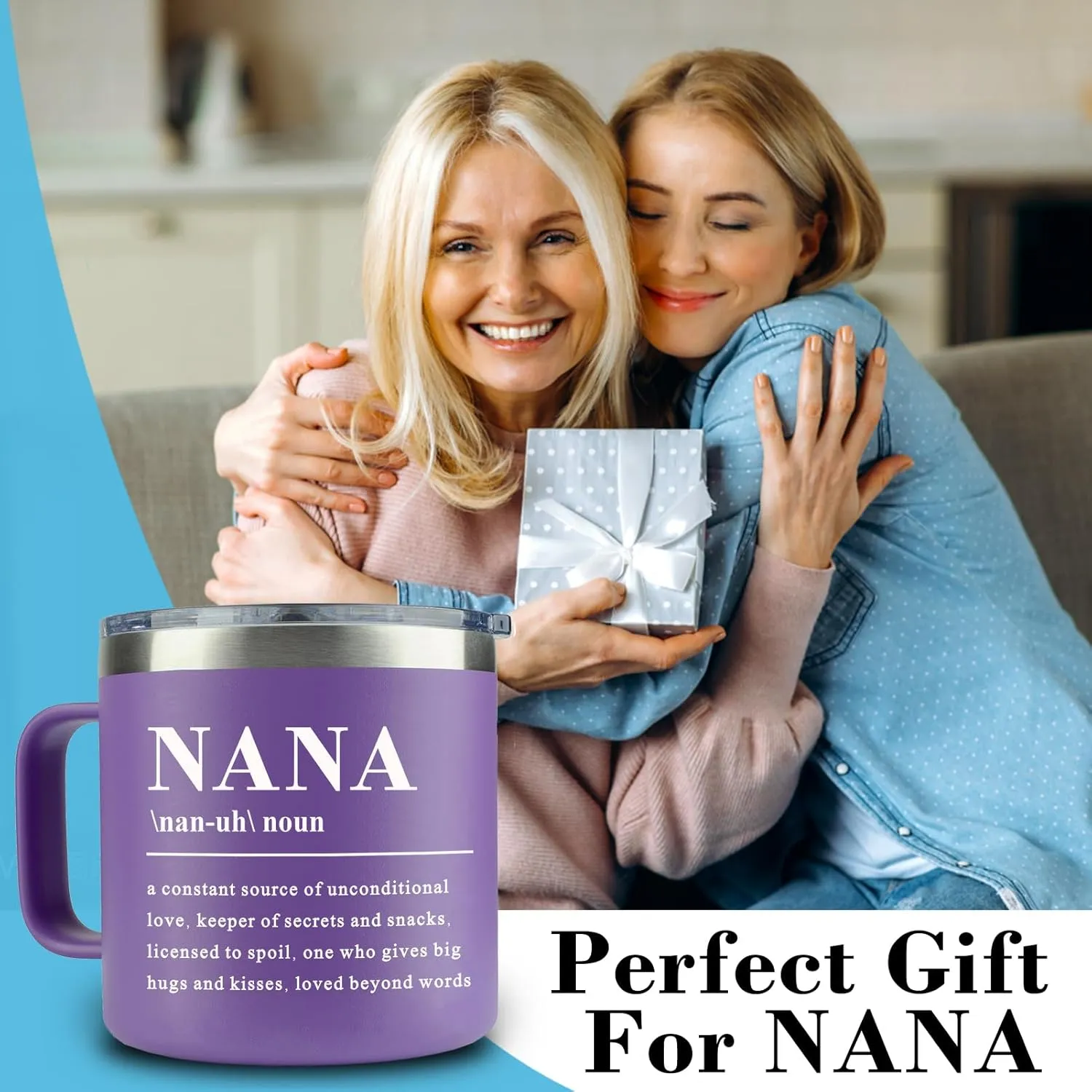 WECACYD Nana Gifts - 14oz Nana Coffee Mug - Perfect for Nana's from Granddaughter, Grandson, Grandkids for Birthday, Mothers Day, Christmas - Also Suitable for Grandma, Grammy, Mimi, Gigi