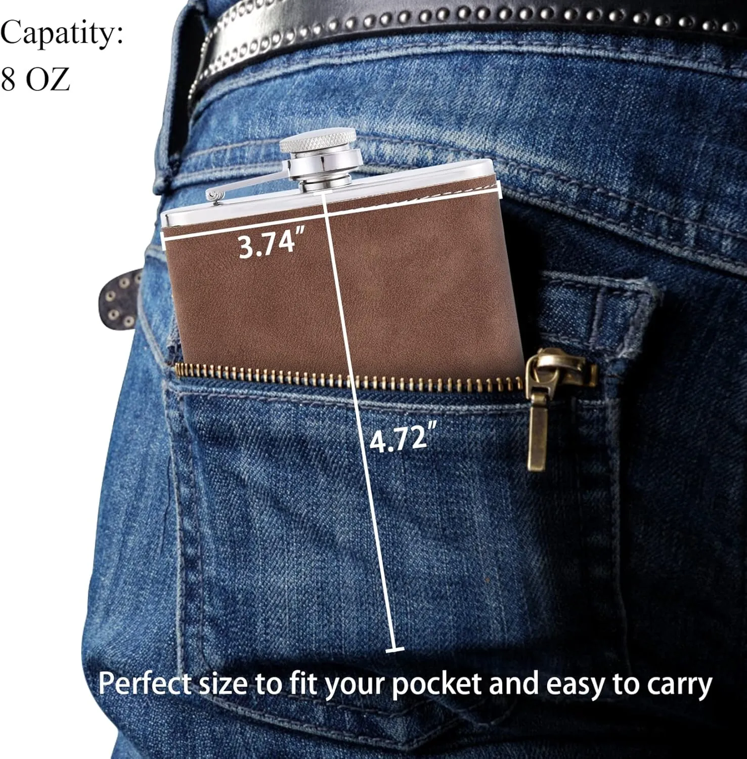 Wedding Flasks for Groomsmen Set of 8, Personalized Groomsmen Gift, Customized Engraved 304 Steel Stainless Hip Flask for Best Man Groom Father of Bride, Brown
