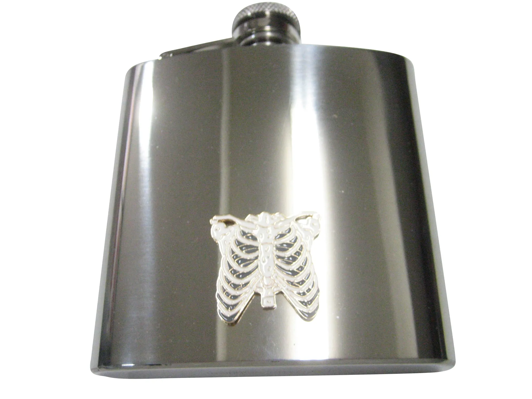 White Toned Anatomical Rib Cage 6oz Flask