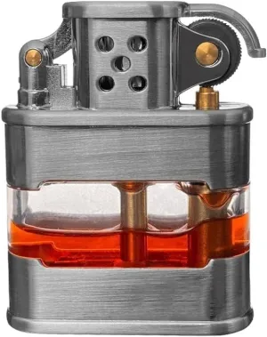 Windproof Lighter, Liquid refillable Transparent Canister Kerosene Lighter, Reusable Lighter, Visible air Window Lighter (Kerosene not Included)