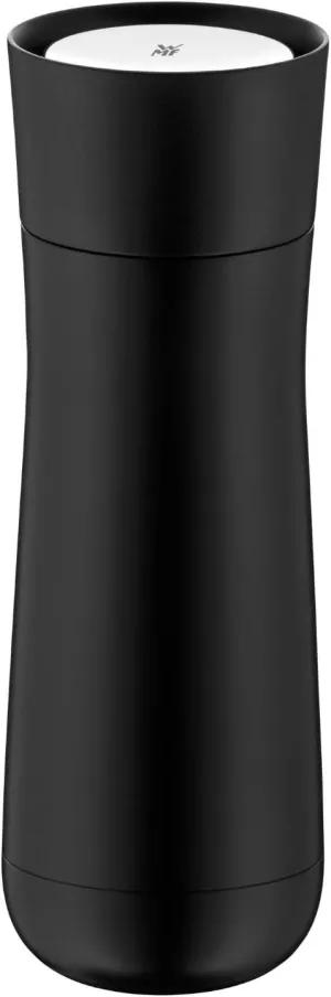 WMF Insulated Thermos Flask, 0.35 L, Height 22 cm/Diameter: 7.4 cm, Automatic Closure, 360° Drink Opening, Black