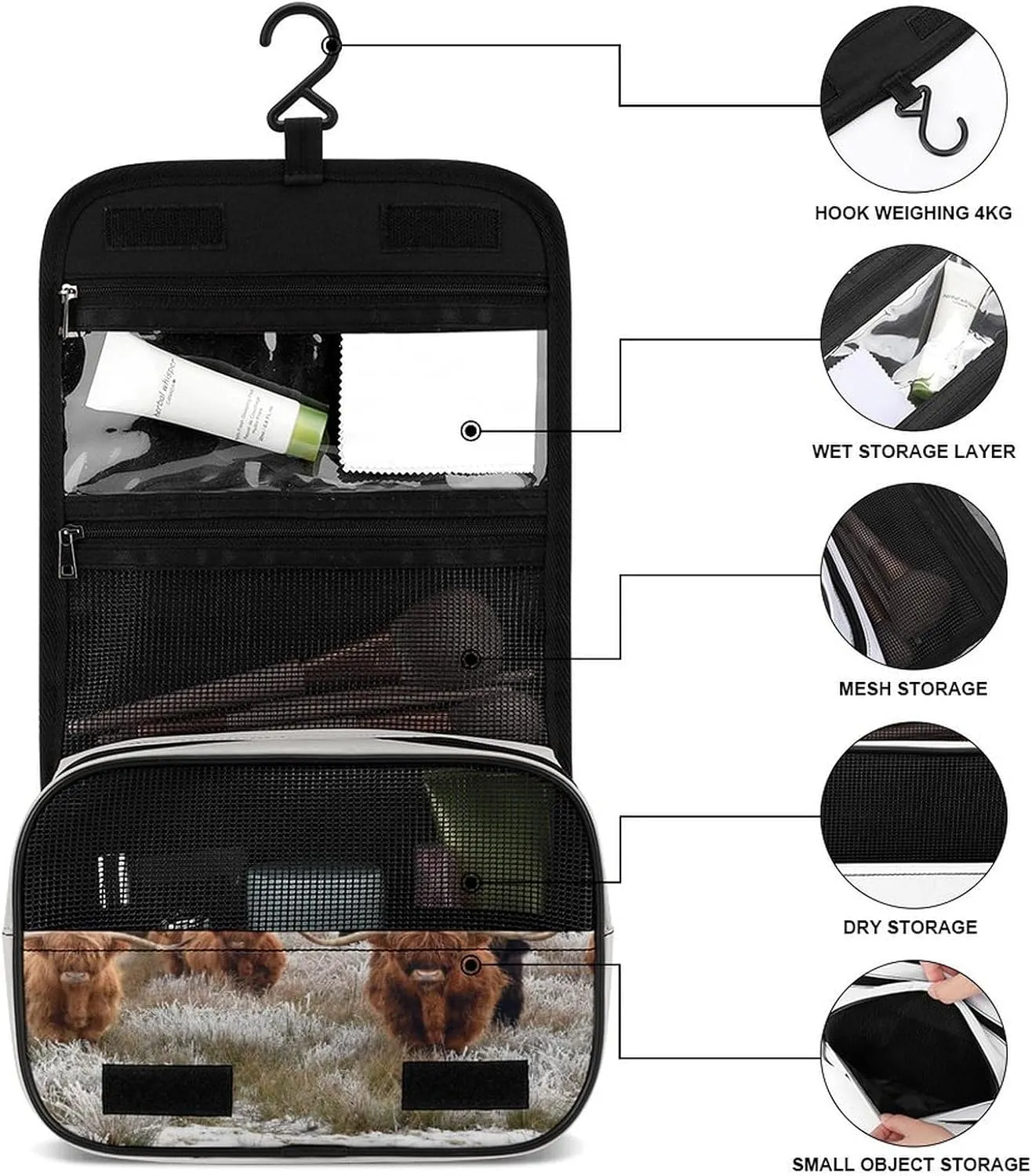 Women Hanging Toiletry Wash bag, Travel Cosmetic Storage Case Organizer
