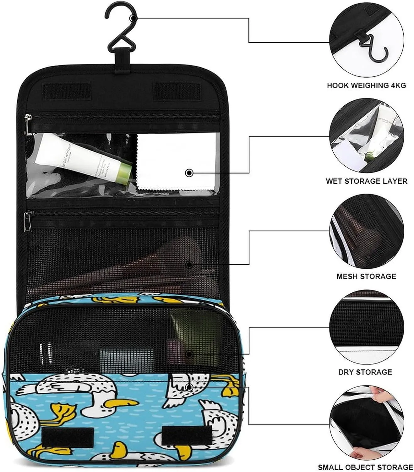 Women Hanging Toiletry Wash bag, Travel Cosmetic Storage Case Organizer