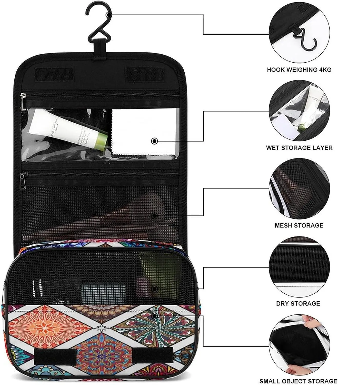 Women Hanging Toiletry Wash bag, Travel Cosmetic Storage Case Organizer