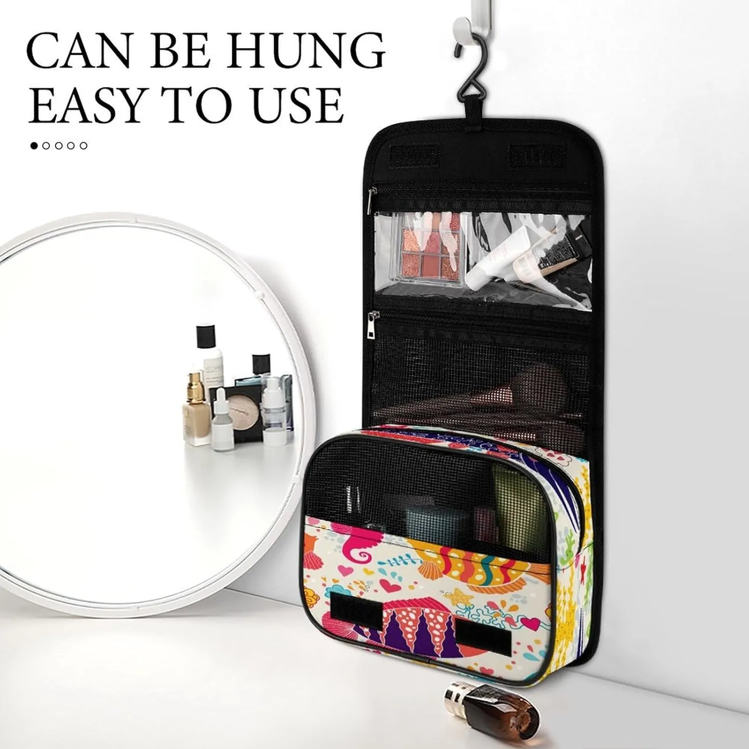 Women Hanging Toiletry Wash bag, Travel Cosmetic Storage Case Organizer