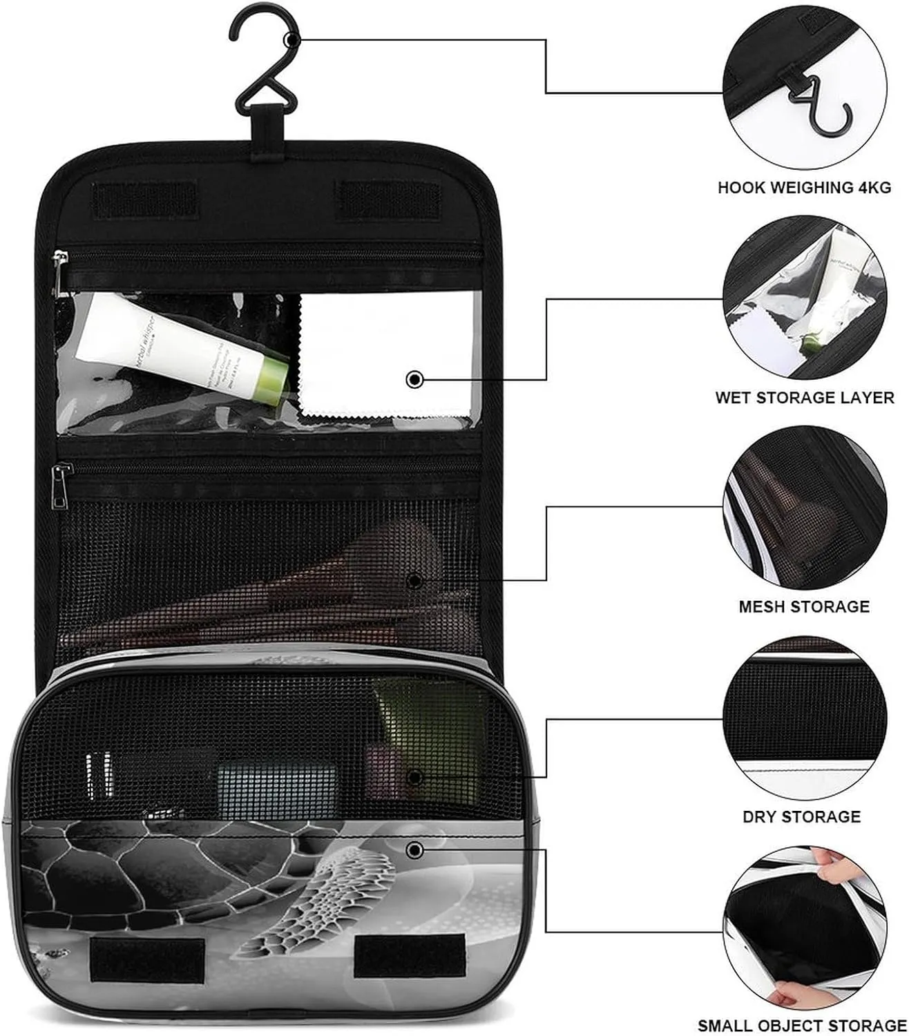 Women Hanging Toiletry Wash bag, Travel Cosmetic Storage Case Organizer