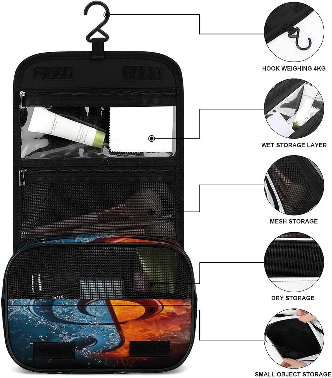 Women Hanging Toiletry Wash bag, Travel Cosmetic Storage Case Organizer