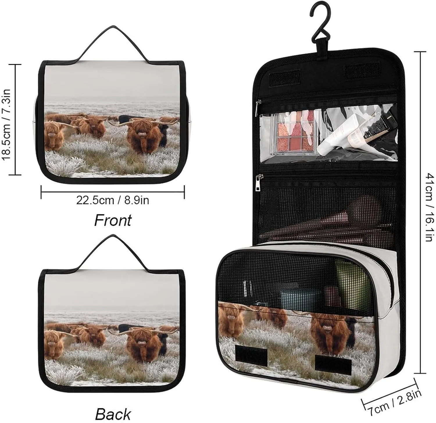 Women Hanging Toiletry Wash bag, Travel Cosmetic Storage Case Organizer