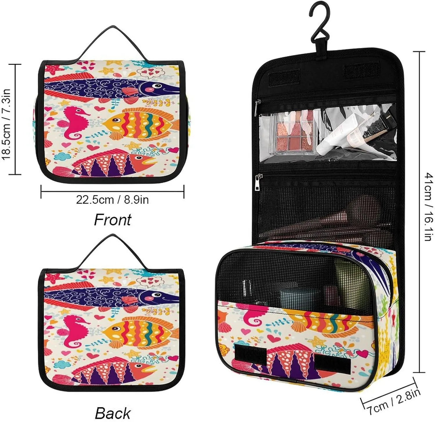 Women Hanging Toiletry Wash bag, Travel Cosmetic Storage Case Organizer