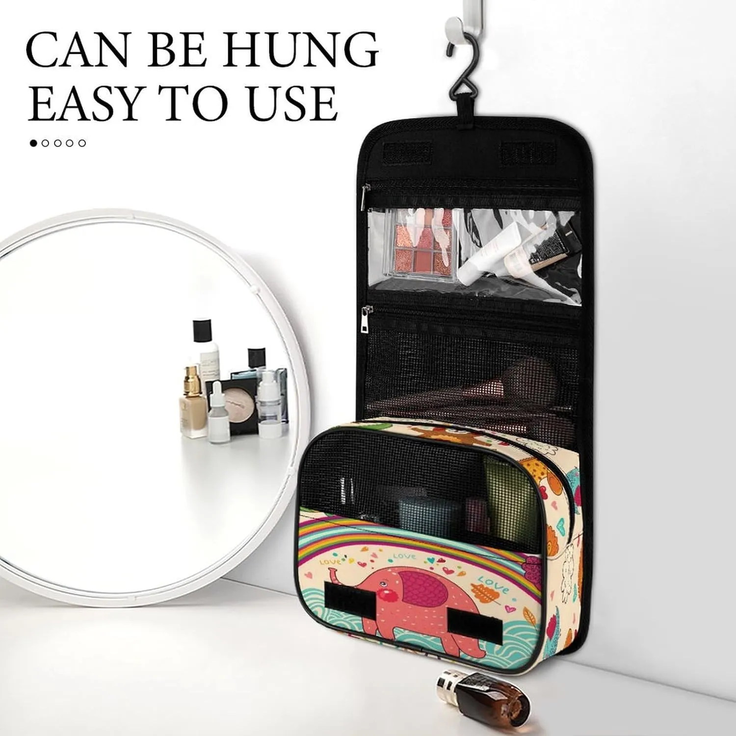 Women Hanging Toiletry Wash bag, Travel Cosmetic Storage Case Organizer