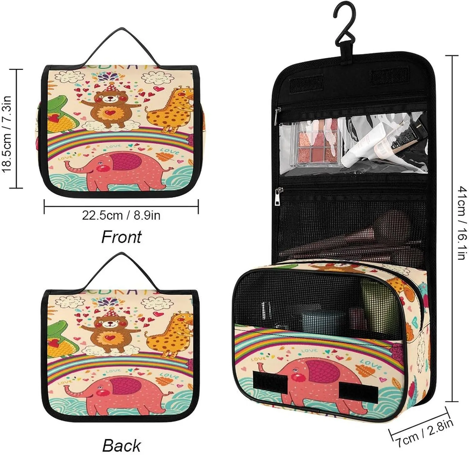 Women Hanging Toiletry Wash bag, Travel Cosmetic Storage Case Organizer