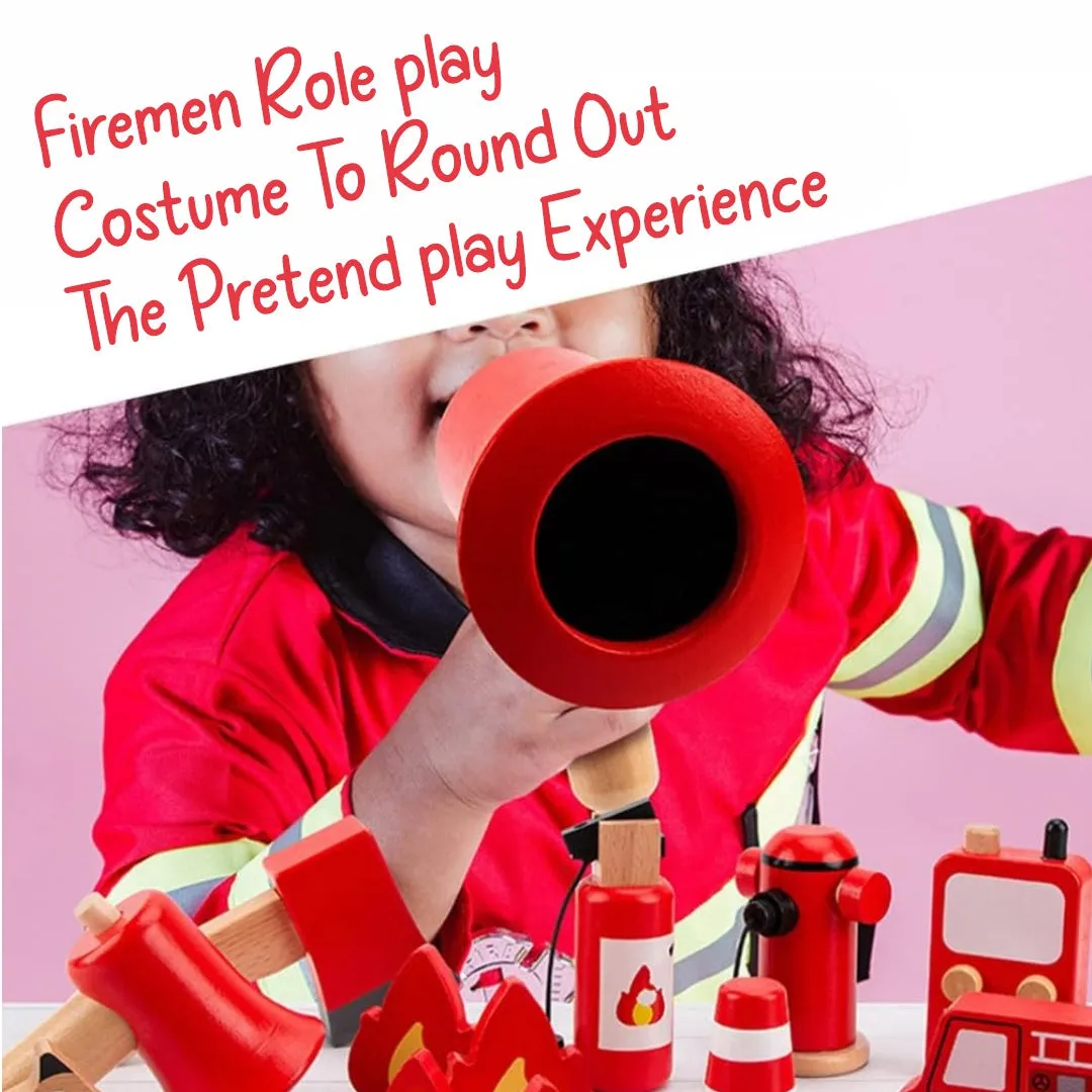 Wooden Fire Fighter Pretend Play Set - 15 Pieces (3-8 Years)