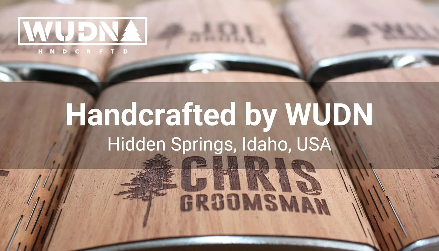 WUDN 6 oz. Wooden Hip Flask - Stainless Steel Body, Real Purple Heart