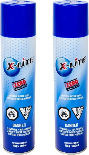 X-LITE Super Large Capacity 99.999% Butane Refill (10.15 oz) / 300 ml,Butane Refill for Torch Lighter, Kitchen Torch, Refillable Lighters.(2 Pack)